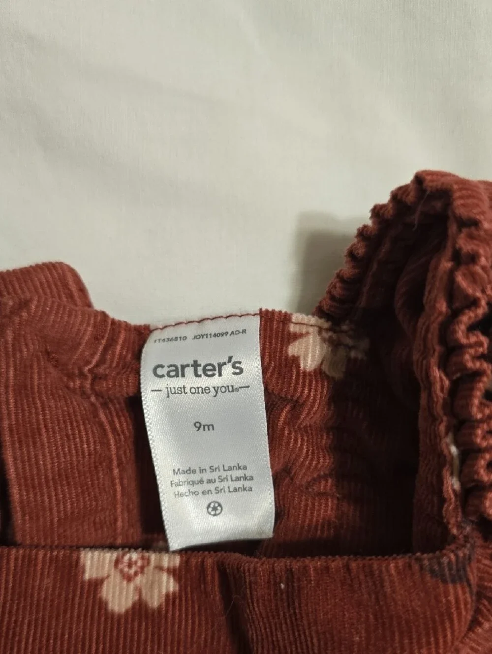 Carter's Rust Floral Dress & Navy Corduroy Pinafore Set